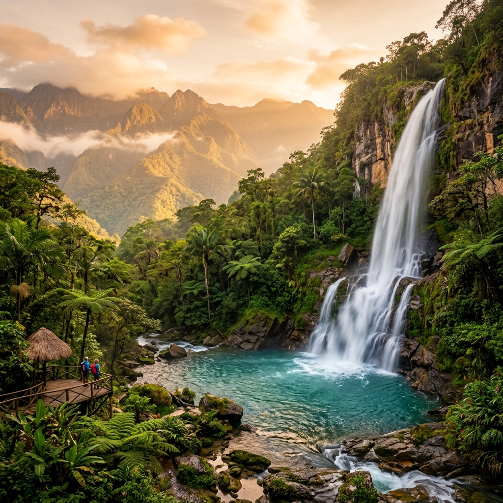 Naturaleza colombiana con cascadas y montañas